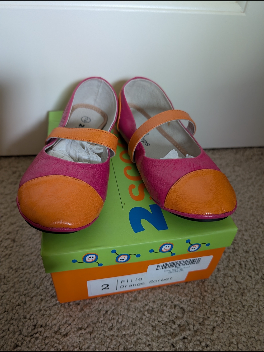 Orange Sorbet Girl's Lambskin Ballet Flat